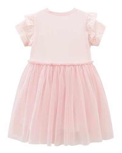 Image of Girls Cotton Long Sleeve Casual Cartoon Appliques Striped Jersey Dresses