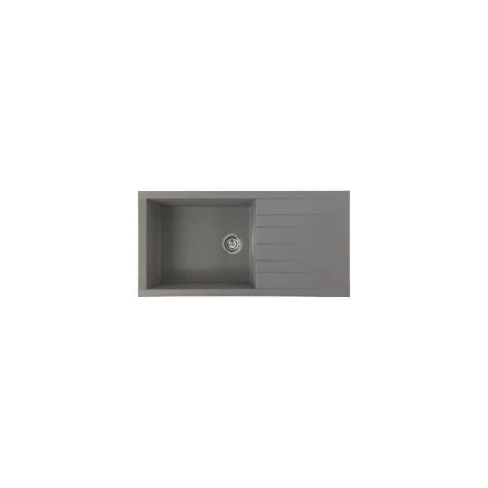 Evier a encastrer CUBE, en SMC GRIS BETON - 16, 1 bac, dim. 100 * 50 cm, vidage manuel