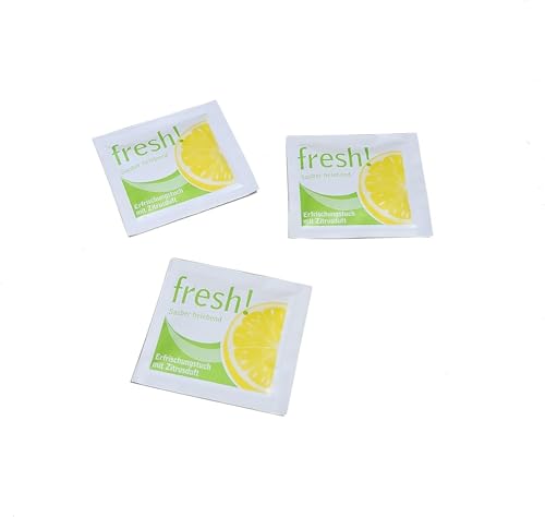 1000 Premium Erfrischungstücher Reinigungstücher Citrustüchlein Feuchttücher 17x12 5cm gefaltet auf 55x50mm Citrus Duft ohne Plastik ohne Parabene