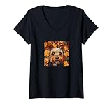 Photo Gallery donna yorkshire terrier foglie camouflage graphic maglietta con collo a v Photo Gallery donna yorkshire terrier foglie camouflage graphic maglietta con collo a v
