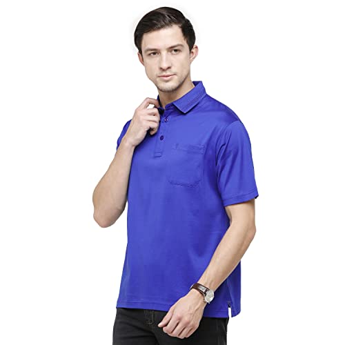 Image of Classic Polo Mens Solid Polo Neck Half Sleeve Regular Fit 100% Cotton Royal Blue Core T-Shirt (SEDOS-Snorkel Blue AF P XL)