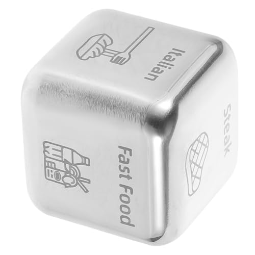 Toddmomy Dados de Decisión de Comida de Acero Inoxidable Tamaño Compacto y Ligero Accesorio Divertido para Cenas Reuniones y Fiestas Dado Multifacético para Decidir Menú Obsequio