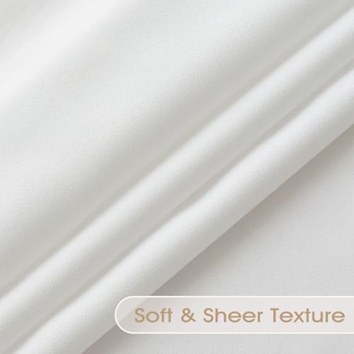 White Sheer Curtains 84 Inches Long for Bedroom, Privacy Sheers, 2 Panels | Window Sheers for Bedroom & Living Room, Non See Through, Pet Friendly, Rod Pocket, Daylight In, Street View Blocked - image 5