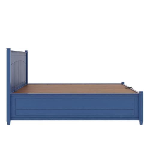 Image of Wakefit Wood Nilaka King Hydraulic Brown Storage Bed,Blue