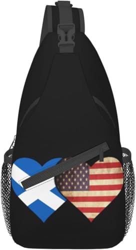 Mochila bandolera unisex con banderas de Escocia y EE.UU.