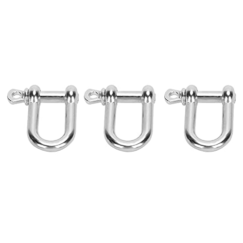 Zinc Alloy U Shape Lock Bow Shackle for Paracord Bracelet, D Round Shackle, Bright Appearance, Outdoor Camping, 3pcs
