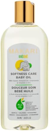 Makari Softness Care Baby Oil with Sweet Almond, Chamomile & Vitamins C & E | Hypoallergenic & Paraben-Free | Ideal for All Skin Types | Gentle Formula for Sensitive Newborn Skin