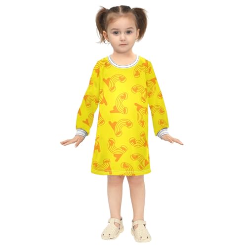 Pasta Sauce Girls Dresses Long Sleeve Sweatshirt Dress for Girls Winter Toddler Casual A Line Dresses Size 2-8T4