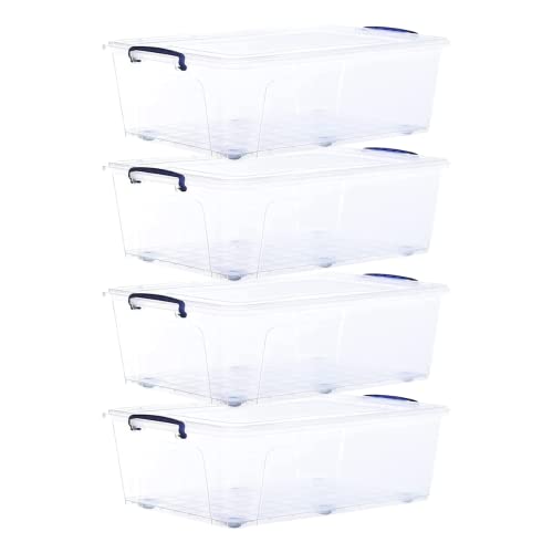 Image of Superio Storage Bins with Lids, Clear Plastic Containers for Organizing, Stackable Totes, BPA Free, Odor Free, Organizer Boxes for Home, and Dorm (4 Pack, 42 Quart)