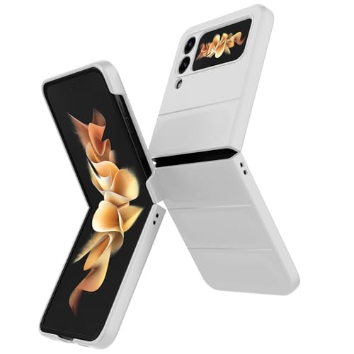 BonYonka Hülle Kompatibel mit Samsung Galaxy Z Flip 3 Hard PC Stoßfest Schutzhülle Kratzfest Rugged Cover Rundumschutz Schutzhülle mit Kameraschutz Weiß