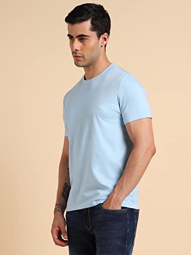 Image of Dennis Lingo Men's Cotton Slim Fit Solid Round Neck T-Shirt
