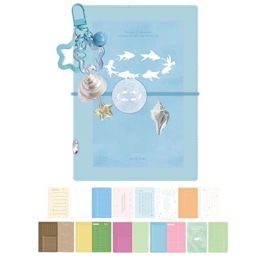 Binder Journal - 9x13x3cm M5 5-Ring Loose Leaf Refillable Notebook Transparent Tri Fold Cute Spiral Binder Journal With 50 Sheet