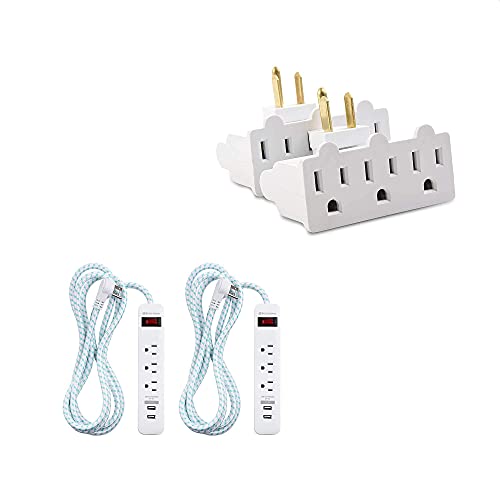 Cable Matters 2-Pack 3-Outlet Grounded 180 Degree Swivel Wall Tap & 3 Outlet Surge Protector Power Strip With Usb Charging #TOP10