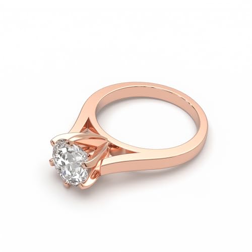 Image of 2 Ct. Certified Moissanite Tiffany Inspired Round Solitaire Ring for Women & Men, 925 Sterling Silver, 18k Gold Plated, Cathedral Set 6 Claw Design, Luxury Gift for Her