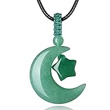 MAIBAOTA Green Aventurine Healing Crystal Stone Necklace Crescent Moon Star Crystals Pendant...