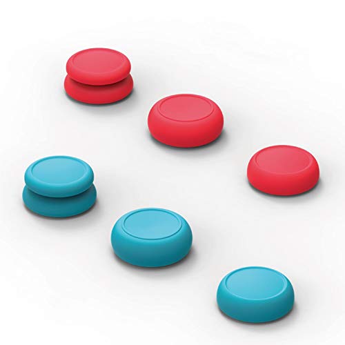 Image of Skull & Co. Skin, CQC and FPS Thumb Grips Set Joystick Cap Analog Stick Cap for Nintendo Switch and Switch OLED Joy-Con Controller - Neon Red+Blue, 3 Pairs(6pcs)