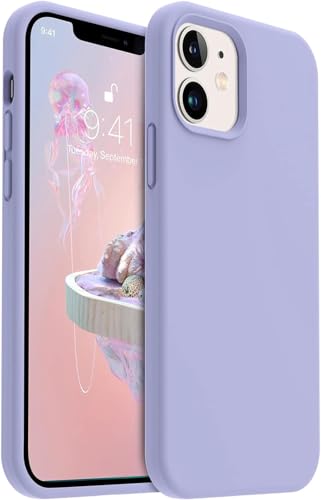 Image of Premium Liquid Silicone Case for iPhone 12 & 12 Pro - Slim Full Body Protective Back Cover with Soft Microfiber Lining, Anti-Slip Grip Scratch Resistant Phone Case(Lavender)