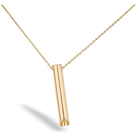 NICENEEDED Anxiety Stress Relief Necklace Gold, Mindfulness Deep Breathing Tool for Relaxation, Anxiety Whistle Necklace Meditation Jewelry for Women Men Stress Release Cover