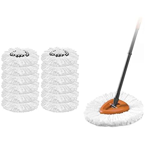 12 Pack Spin Mop Replacement Heads, 100% Microfiber Mop Head Refill, Compatible with Spin Mop, Triangle Spin Mop Refills for Easy Cleaning All Hard Flooring Surface Cover