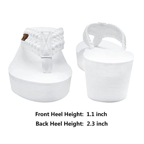 Image of MALIDA Womens Wedge Arch Support Flip Flops Cushion Soft Rubber Midsole Platform Thong Sandals with Rubber Sole