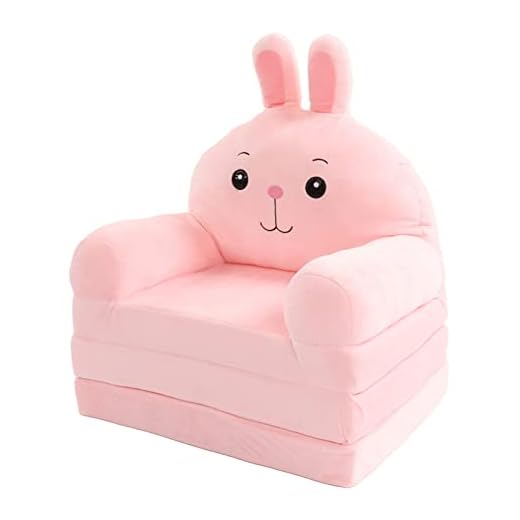 Ozgkee Sofá Plegable de Felpa para Niños, Sillón con Respaldo de sofá para Niños de Dibujos Animados, Cama con Bolsillo y Asa, Tapizado 2 en 1, Asiento para Bebés con Tapa Abierta para (Rosa)