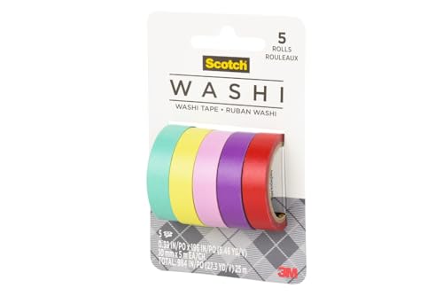 Image of Scotch Washi Tape, Tropical Design, 5 Rolls, Great for Bullet Journaling, Scrapbooking and DIY Decor (C1017-5-P2)