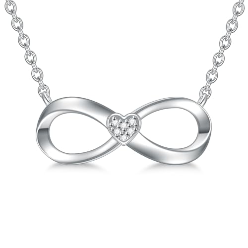 Diamond Infinity Necklace 925 Sterling Silver Infinity Heart Necklace for Women Jewelry Gifts for Mom