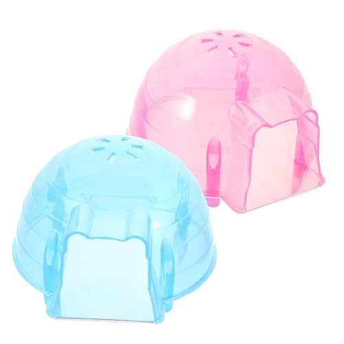 Toddmomy 2Pcs Hamster House Summer Cooling Plastic Mini Hut Cute Pet Hideout for Kittens Bunnies Hamsters Chinchillas and Other Small Pets for Indoor Use