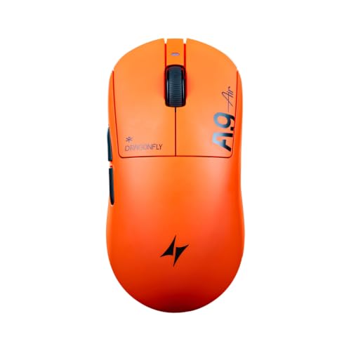 Image of ATK Dragonfly A9 Air+ Wireless Gaming Mouse, PAW3955 Master Sensor, DPI up to 50,000, 47g Lightweight, 8K Polling, 300 Hr Battery Life, All-New Nano Coating, Dual-Mode 2.4G /Wired - Sunset Orange