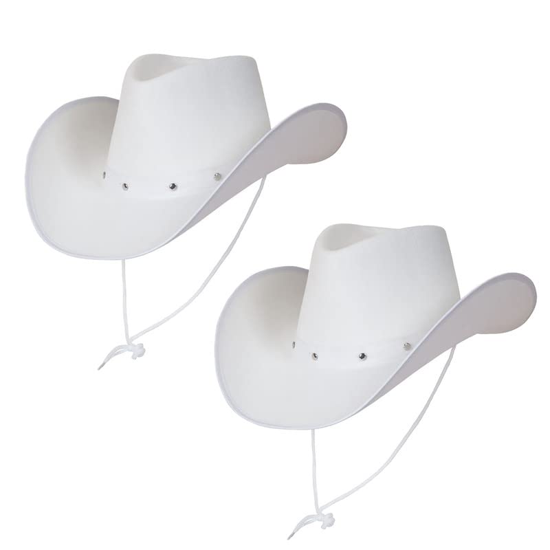 My Illusions 2 x White Texas Cowboy Hat Western Adults Fancy Dress Mens Ladies Costume Access
