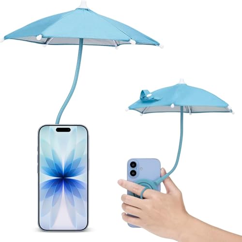 Magnetic Phone Umbrella for Sun,Outdoor Phone Sun Shade Shield with Flexible Angle Design & Rotatable Phone Ring,Umbrella for iPhone 17 Air 16 15 14 13 Pro Max,Mag-Safe Case &All Phone Anti-Glare BLUE