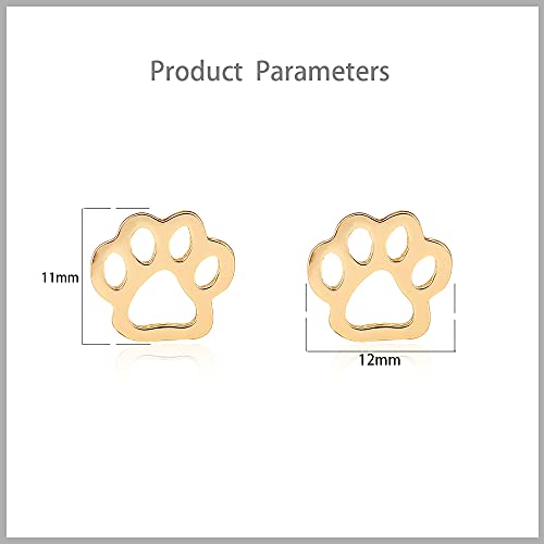 Minimalist Paw Small Stud Earrings for Women Girls Stainless Steel Hypoallergenic Hollow-out Puppy Cat Dog Animal Pawprint Cartilage Tragus Post Pin Christmas Dainty Jewelry Gifts for Daughter Niece4