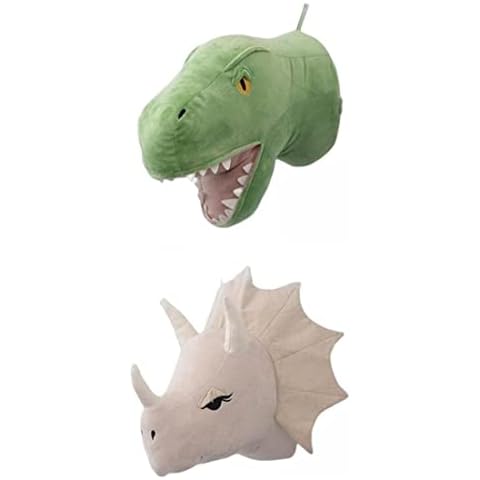 Nemeae 2 Pieces Dinosaur Head Wall Ornaments 3D Cute Nursery Room Living Room Baby Cover