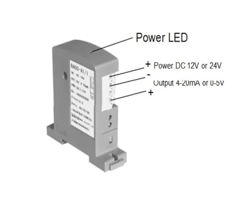 Transformador de corriente CA para evitar sobrecargas con salida analógica de 4-20 mA y 24 V 7