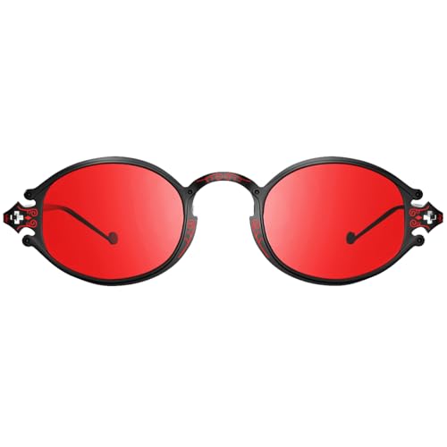 WMG Retro Oval Sunglasses for Men and Women- Small Hippie Glasses Steampunk Style3
