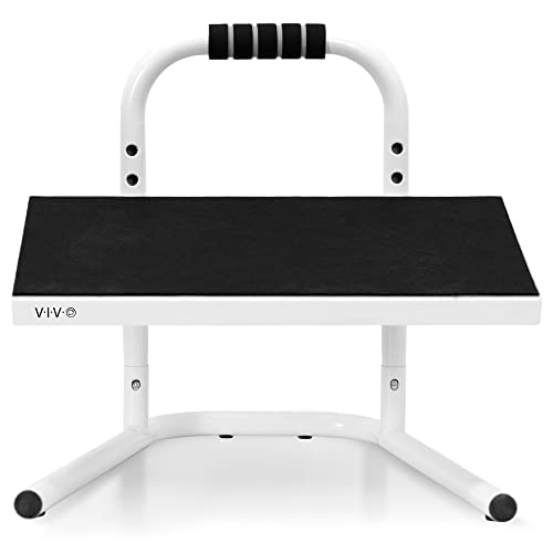Image of VIVO Ergonomic Height Adjustable Foot Rest Relief Platform, Elevated Stool for Comfortable Sit to Stand Workstation, Non-Slip Surface, Portable, Home Office Classroom Use, White, STAND-FT01W