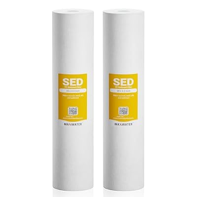 Max Water 1 Micron 20 x 4.5 Sediment Water Filter Cartridge - Whole House Water Filter Replacement Cartridge for Well Water System Compatible with DGD-5005-20, FP25B, AP810-2, FPMB5-20, 2-Pack