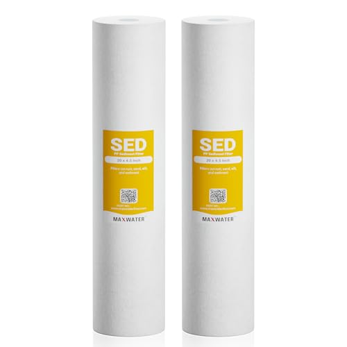 Max Water 20" x 4.5" 10 Micron Sediment Water Filter, Whole House Water Filter Replacement Cartridge, Melt Blown Polypropylene (PP), Fits Any Standard 20 Inch Filter Housing, 2 Pack