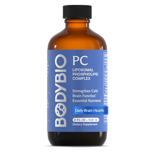 Brain Supplement 4 oz. (39 Servings) - Phospholipid Complex for Healthy Aging | Nootropics Booster | Enhance Focus, Memory, Cellular Repair | BodyBio Phosphatidylcholine for Increased Bioavailability
