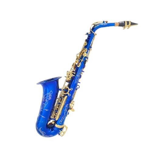 Image of Beginner Alto Saxophone, E Flat - Complete Starter Kit with Case & 10 Reeds, for Adults & Students, Easy to Play for School Band & Practice (Blue)