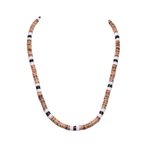 BlueRica Tiger Brown Coconut Beads & Black Shell Beads Necklace (18") Cover