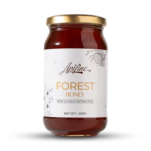 Image of Apifine Raw Forest Honey - 100% Pure, Cold-Extracted & Natural | Unprocessed, Unfiltered, No Added Sugar | Wild Forest Honey in 500g Glass Jar