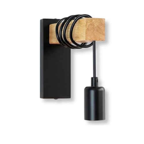 Vetrineinrete® Applique da parete stili industriale lampada decorativa da muro retrò vintage in metallo e legno attacco E27