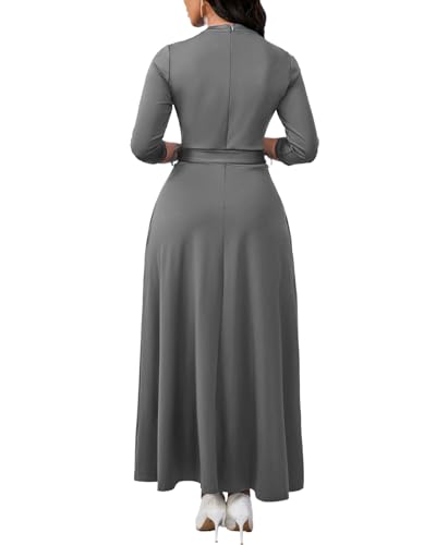 Image of BubFee Maxi Dresses for Women Semi Formal Long Dress 3 /4 Sleeve Casual A-line Church Dresses with Pockets