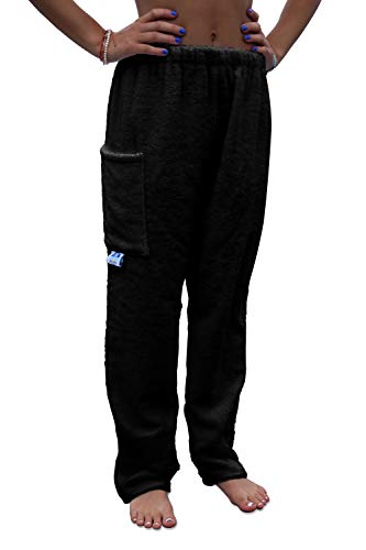 Towel Pants for Swimmers – Cotton Terry Towel Pants – Beach Coverup – Resort Wear – Swim wear Black