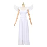 ZODICOS Romeo and Juliet Cosplay Costume Juliet Angel Wings Dress White Sleeveless Strap Dress (White, M)
