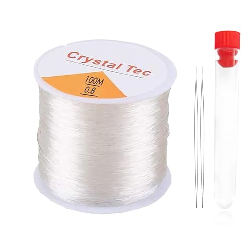 De Cuerdas, Home REKOBON Cuerda de Pulsera de 0,8 mm, Cuerda de Cristal Elástica para Hacer Pulseras y Bisutería, Cuerda Elástica Transparente con 2 Agujas de Cuentas para...