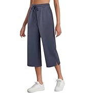G4Free Smoofit Capri Pants for Women Drawstring Wide Leg Sweatpants Side Slit Casual Pants with P...