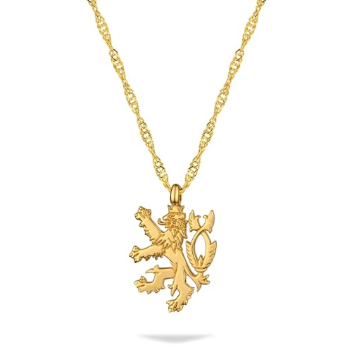 d'origine Collier avec blason de la République tchèque, chaîne de drapeau tchèque, bijoux tchèques, armoiries tchèques pour femme, Laiton