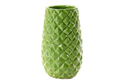  Gicos Vaso Cachepot in Ceramica 14 * 14 * 24 cm Colore Verde arredo casa Giardino OXO-732584